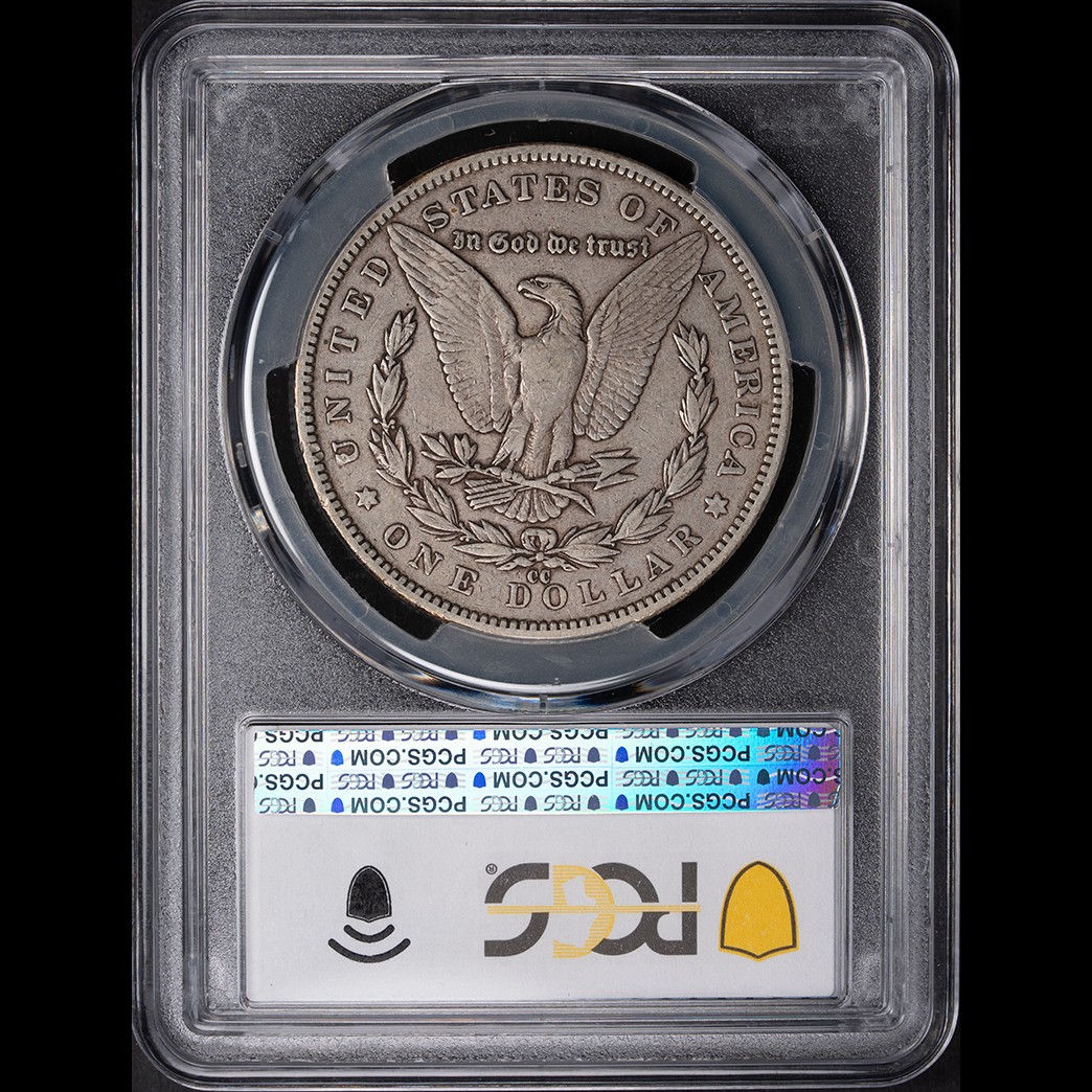 1891-CC $1 Morgan Silver Dollar PCGS VF30 CAC in holder, view 2