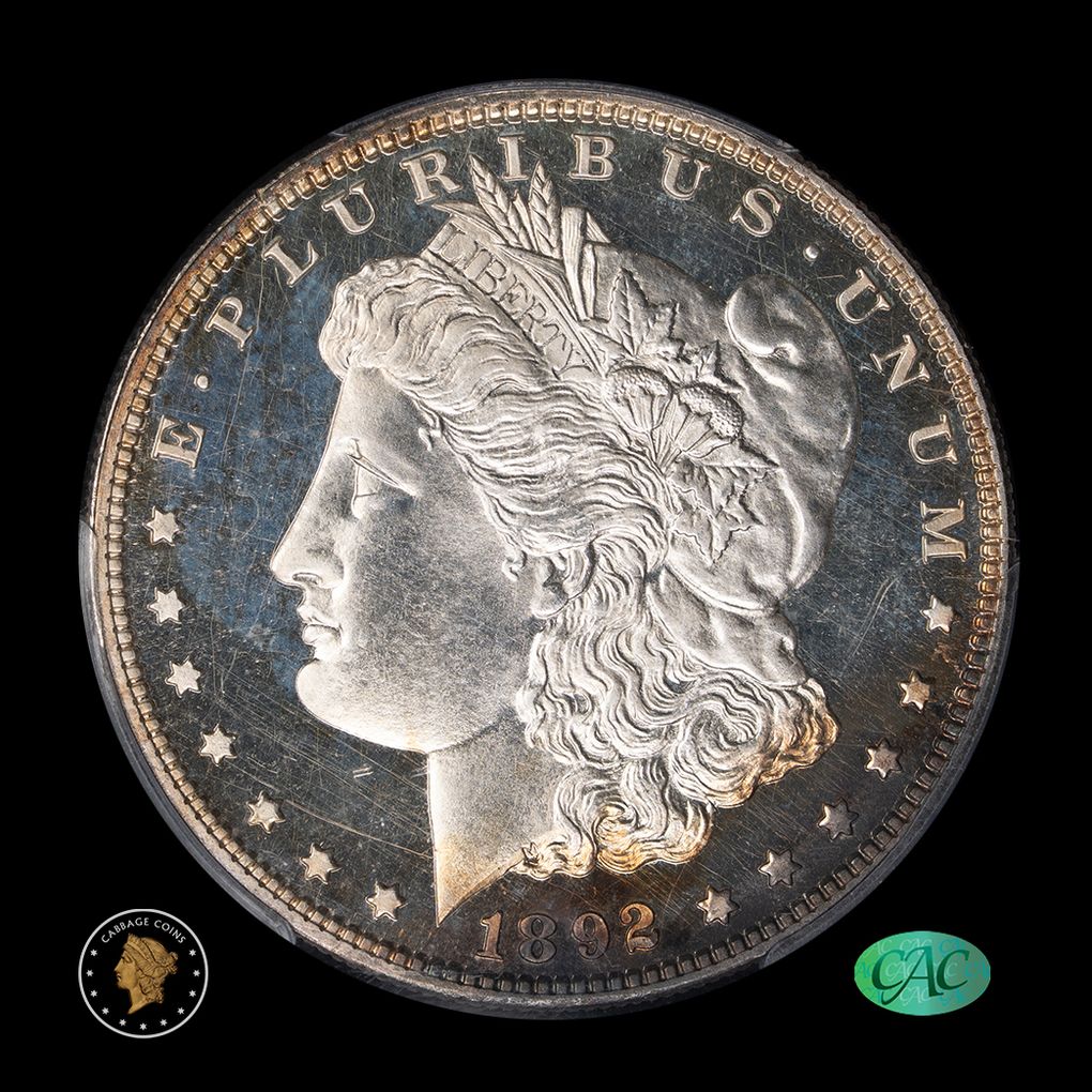 1892 $1 Proof Morgan Silver Dollar PCGS PR62CAM CAC obverse
