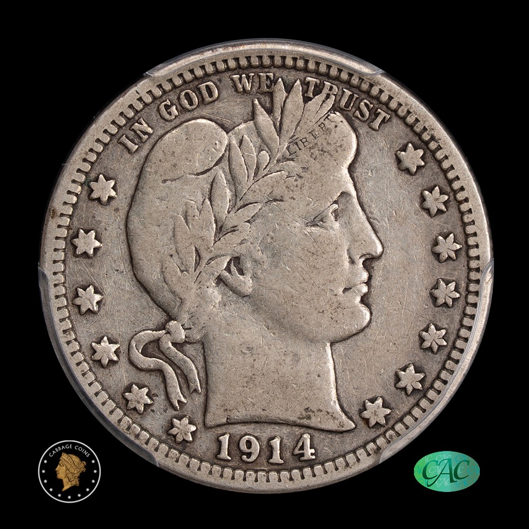 1914-S 25C Barber Quarter Dollar PCGS VF20 CAC obverse
