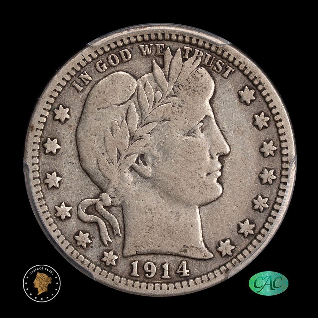 1914-S 25C Barber Quarter Dollar PCGS VF20 CAC obverse