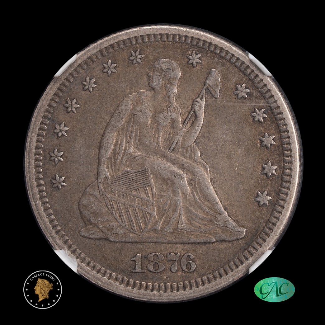 1876 25C Liberty Seated Quarter NGC XF45 CAC obverse