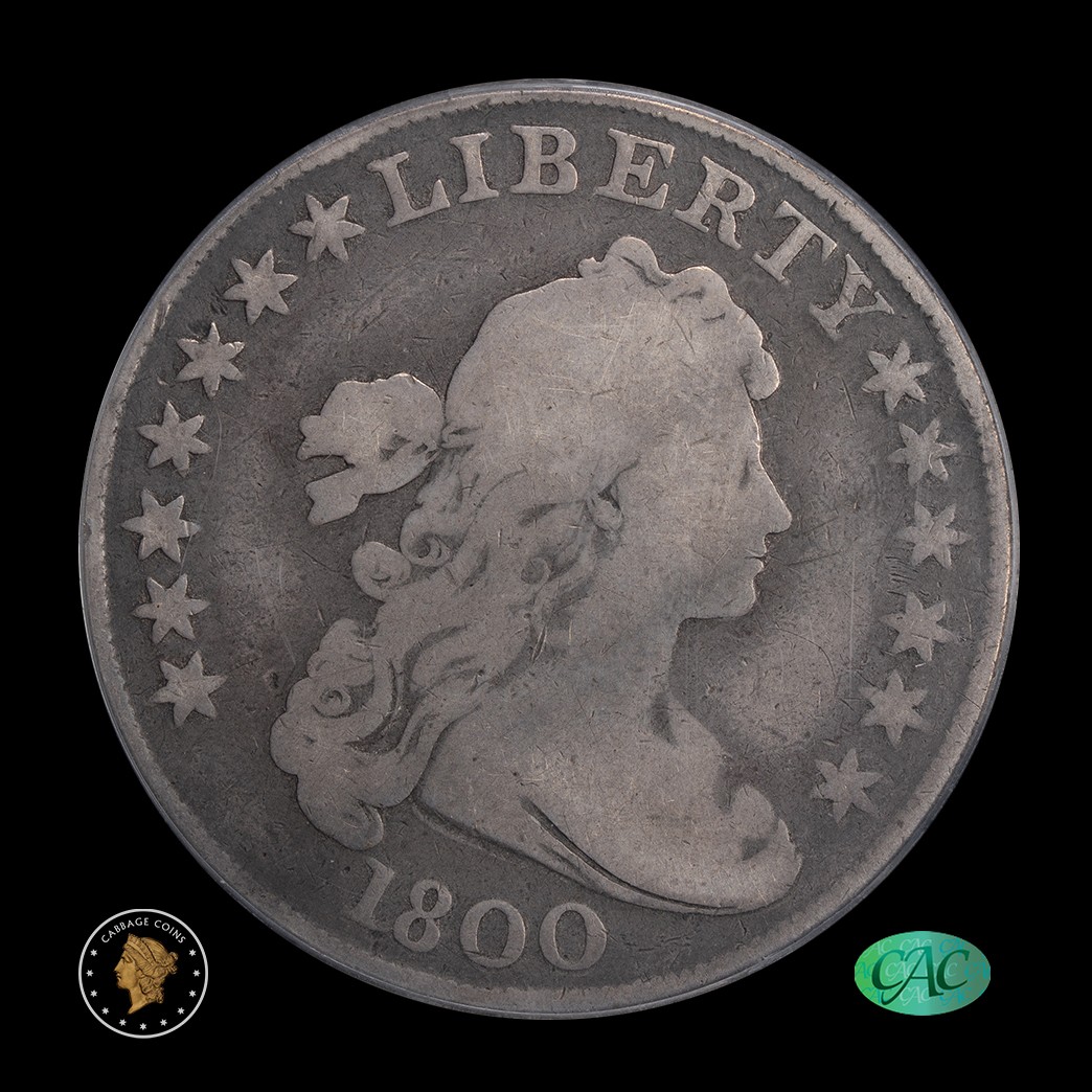 1800 $1 Draped Bust Silver Dollar PCGS G06 CAC obverse