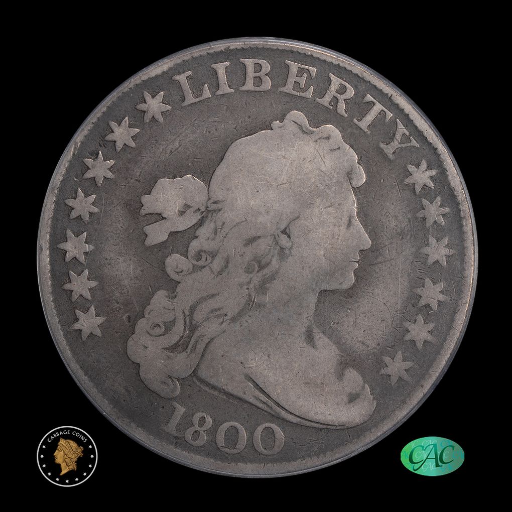1800 $1 Draped Bust Silver Dollar PCGS G06 CAC obverse