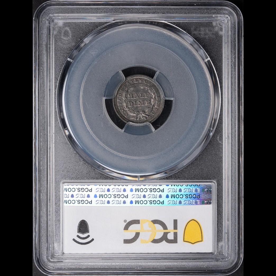 1859-O H10C Liberty Seated Half Dime PCGS MS64 CAC in holder, view 2