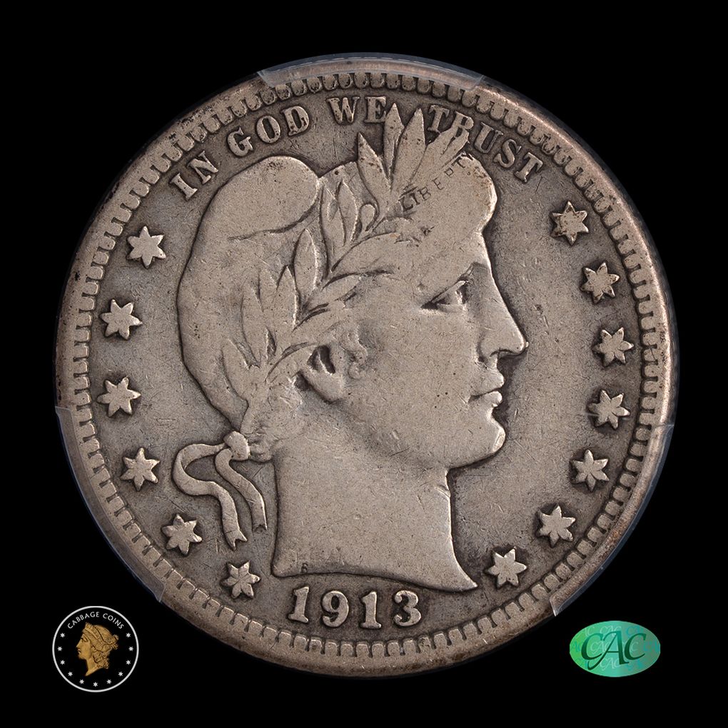 1913-S 25C Barber Quarter Dollar PCGS F15 CAC obverse