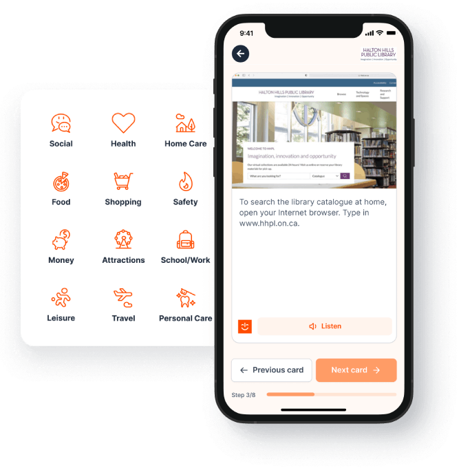 The MagnusCards app showing a Halton Hills Public Library Card Deck