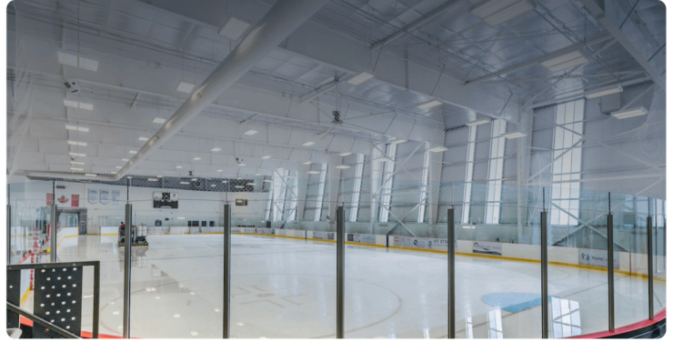 An empty indoor ice rink