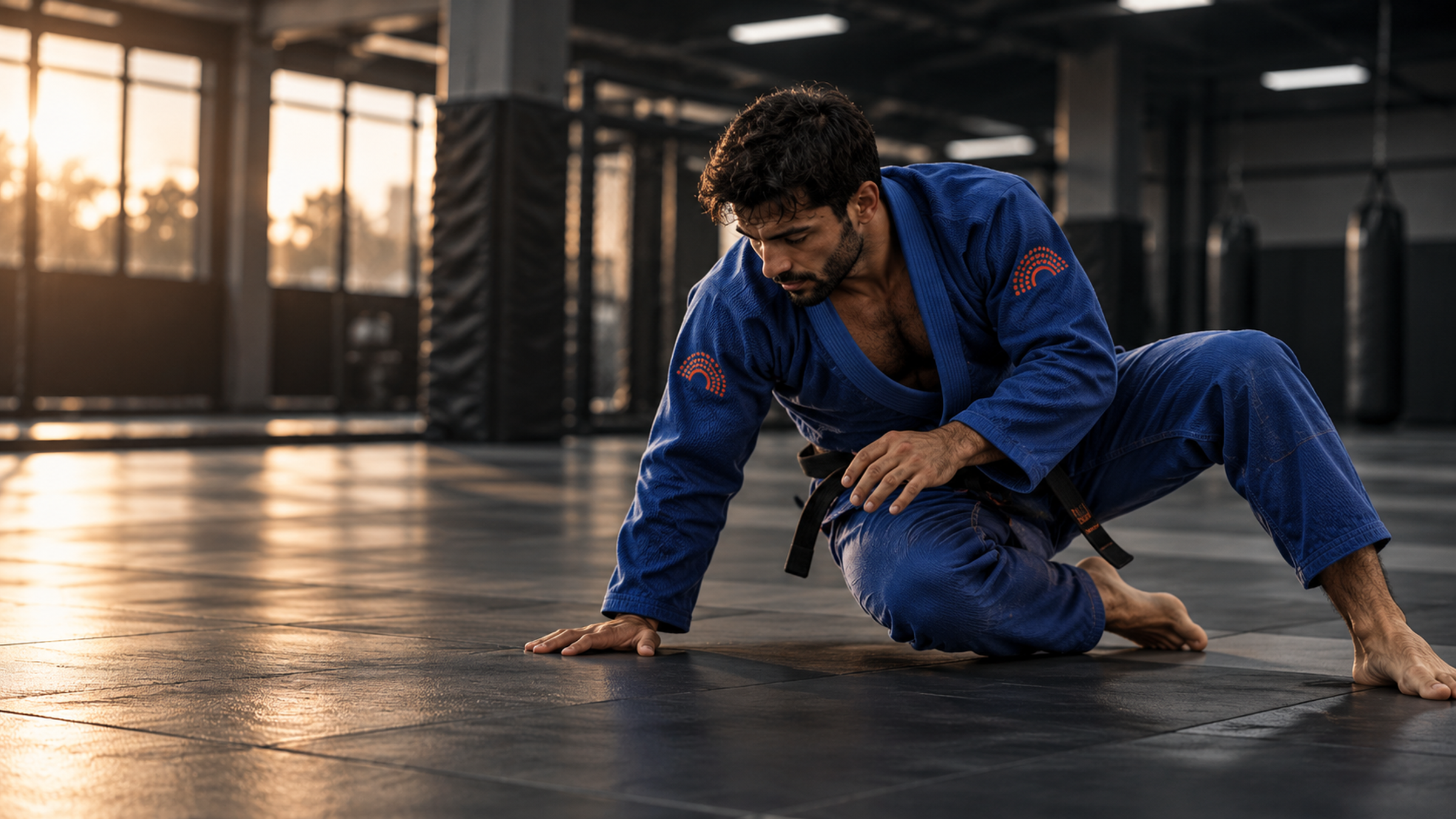 Sunlit Jiu-Jitsu Training Stance