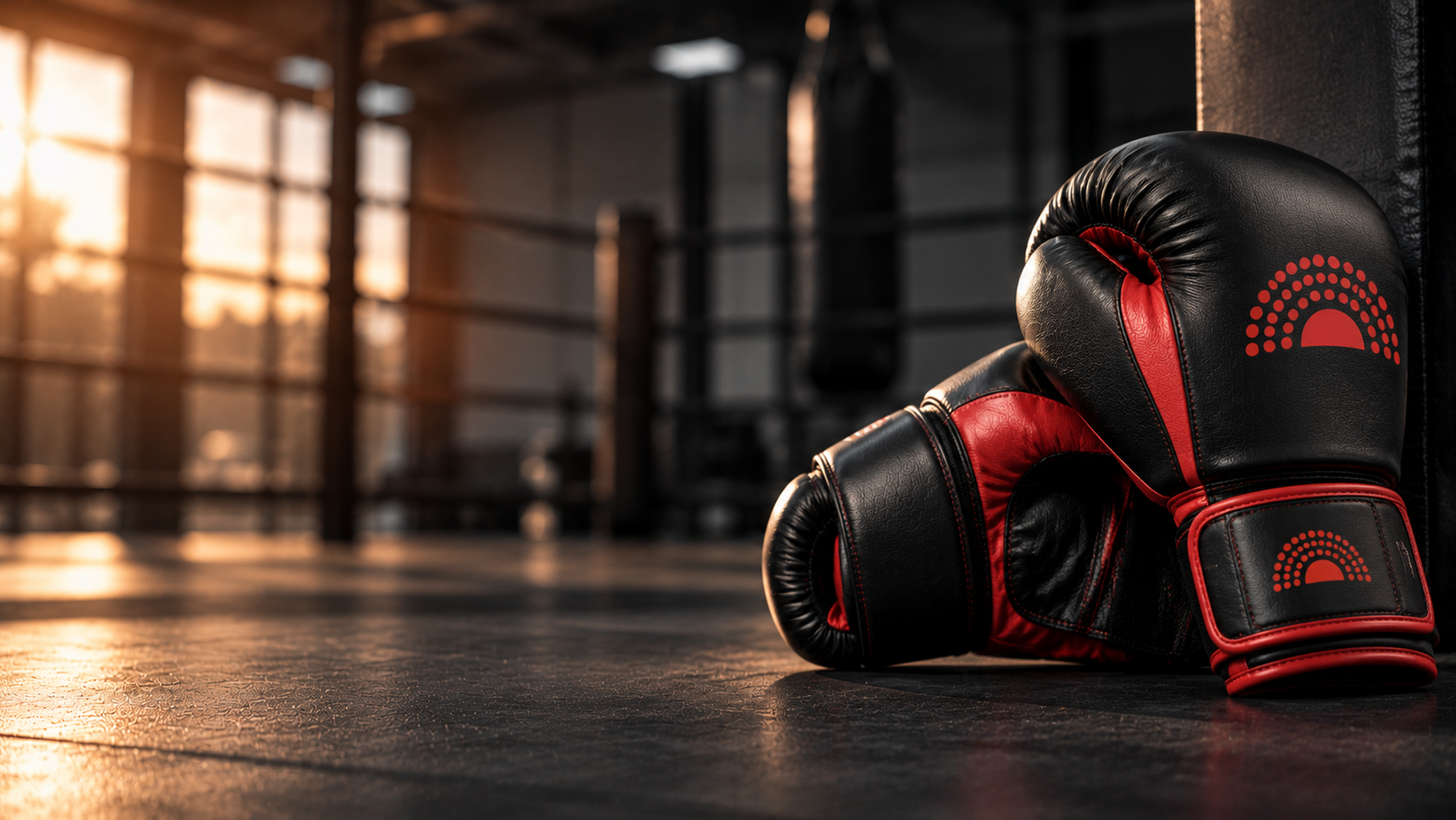 Black and Crimson Boxing Gloves