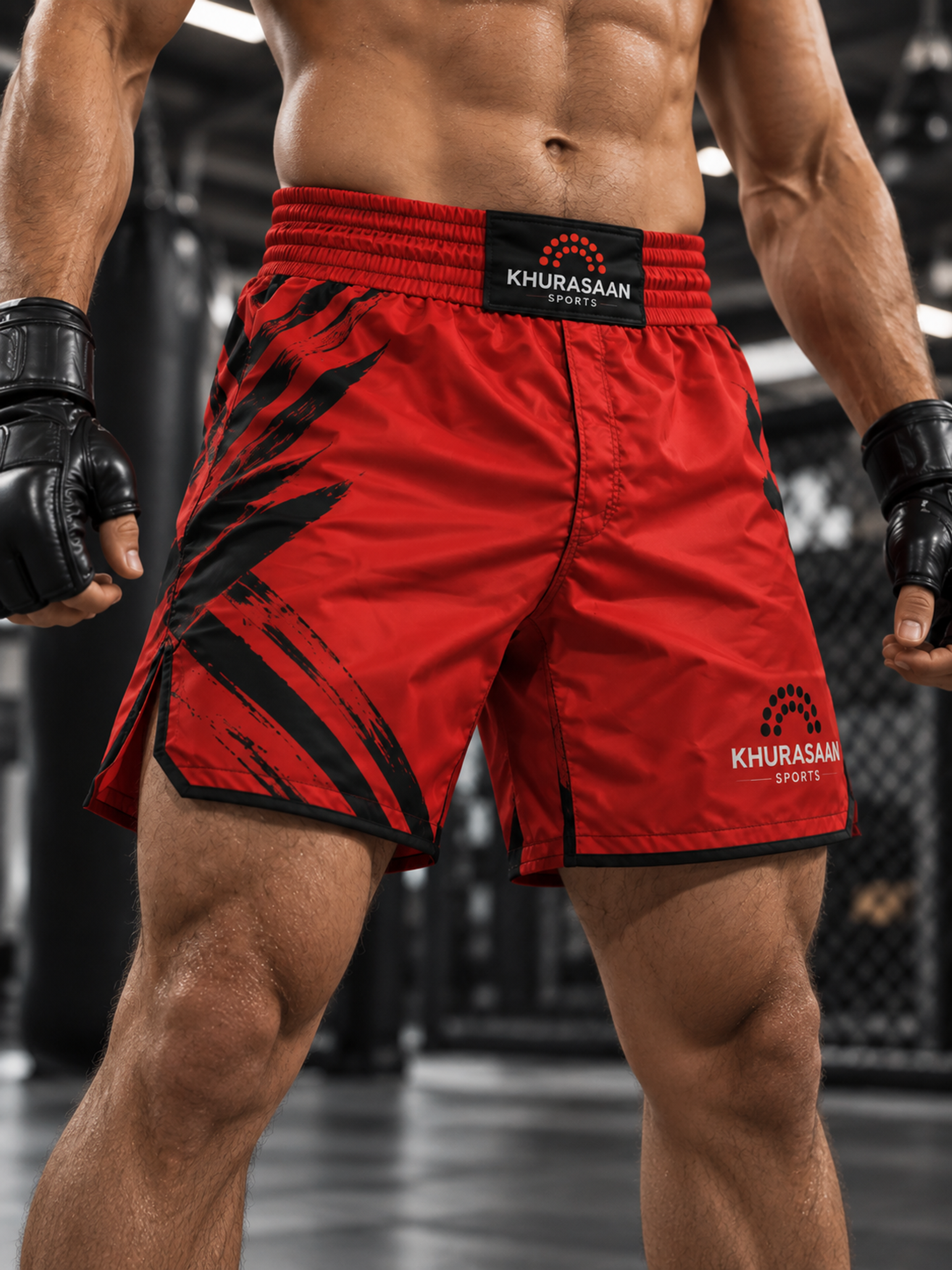 Red Khuraasaan Sports Fight Shorts