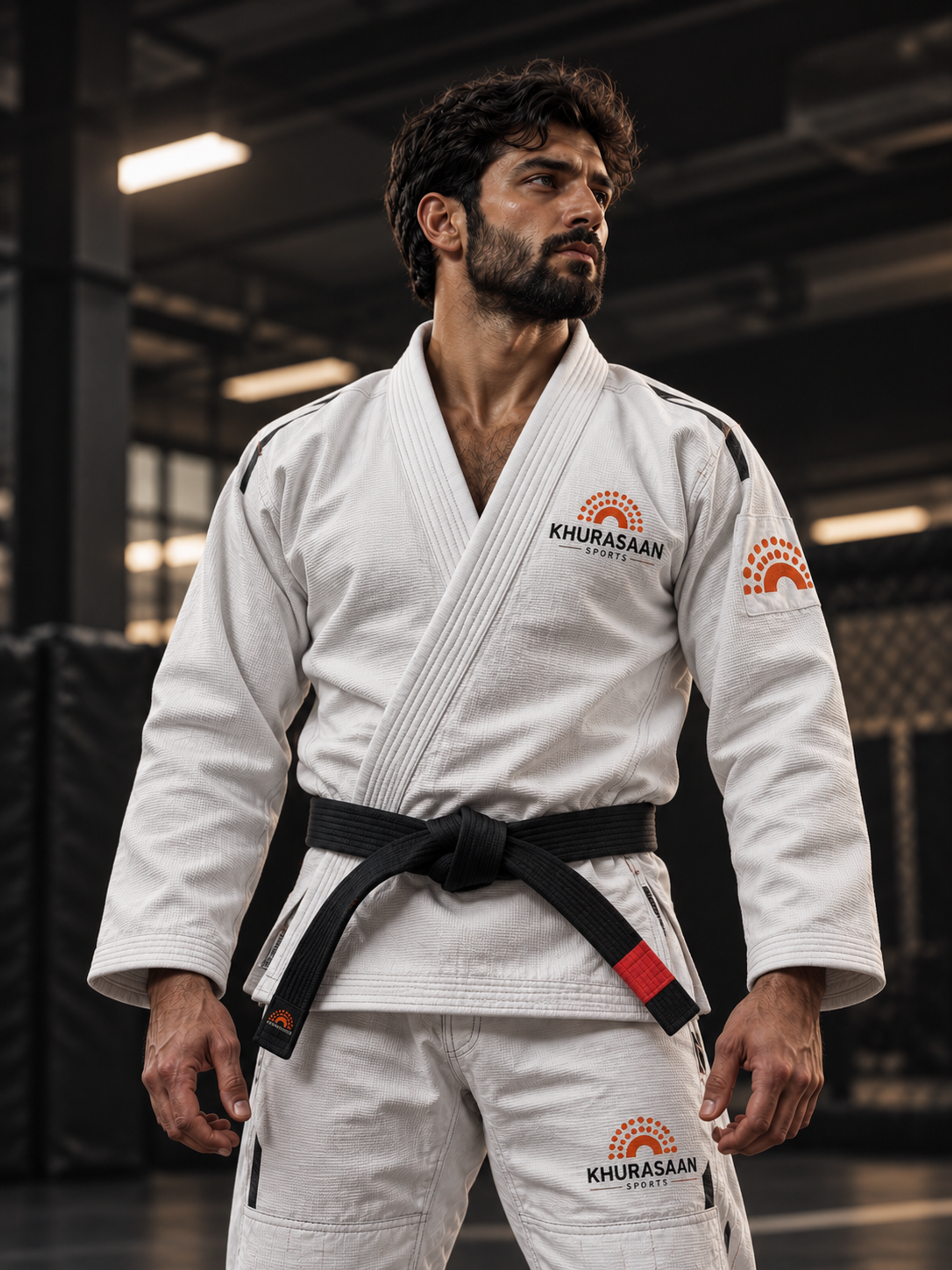 Cinematic BJJ Athlete in Branded Gi