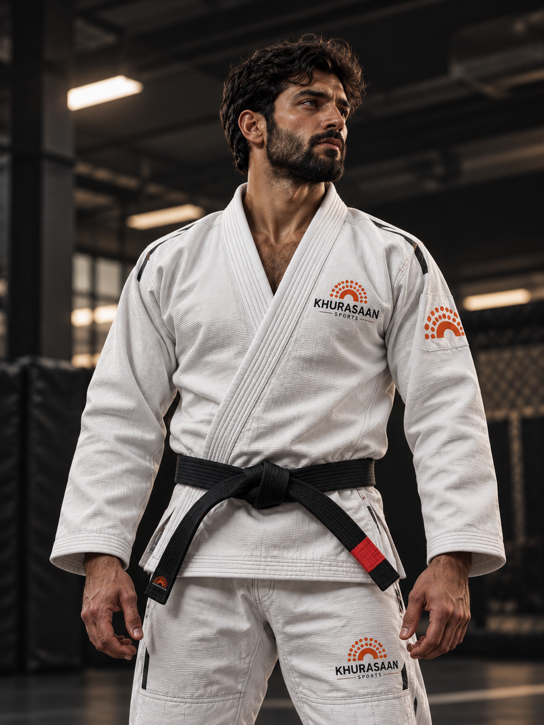 Cinematic BJJ Athlete in Branded Gi