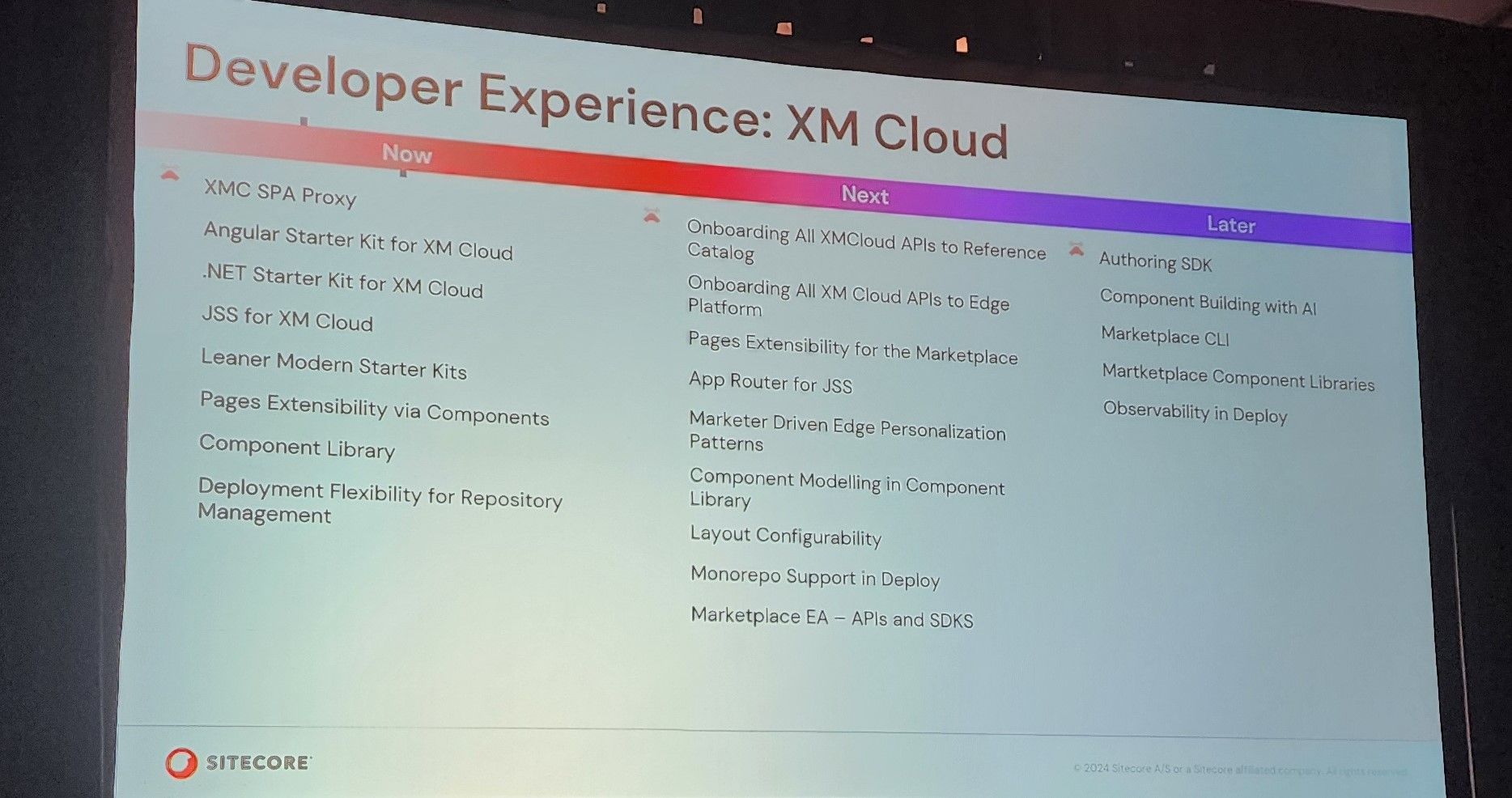 The roadmap for DevEx in XM Cloud.