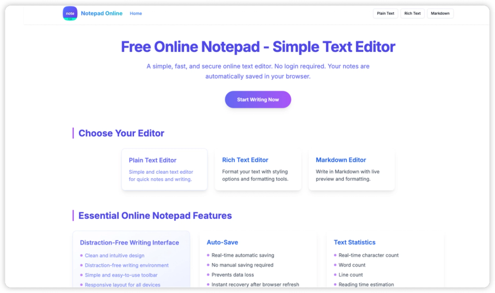 image of notepad online