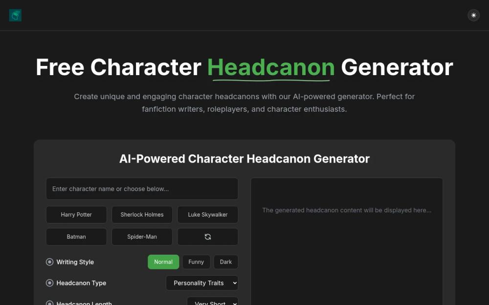 image of AI Character Headcanon Generator