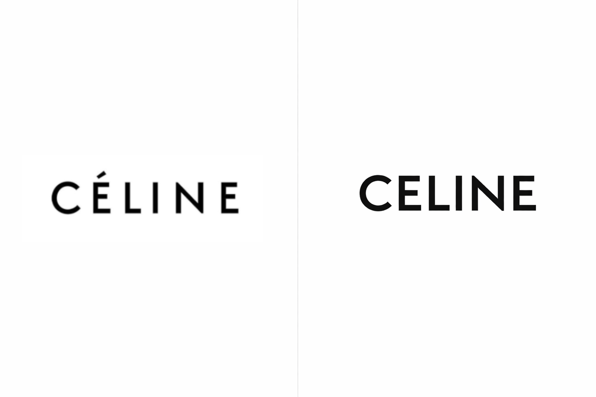 Image of old Celine logo beside new Celine logo