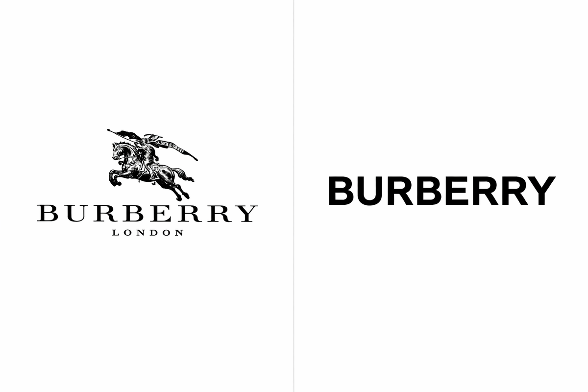 Old Burberry logo beside new Burberry logo