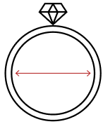 Image of ring with arrows pointing out the diameter