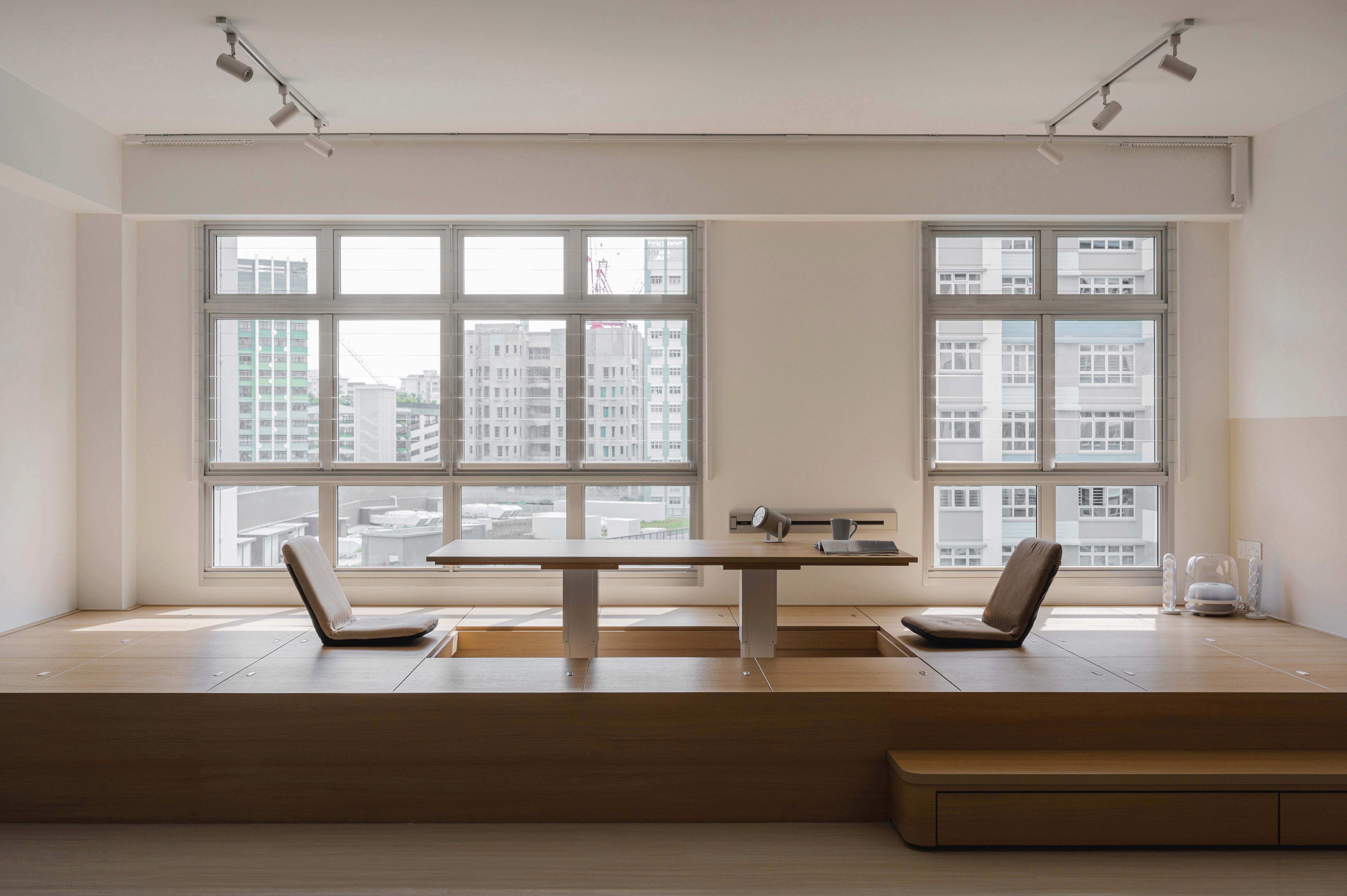 Japandi dining table with minimalist chairs