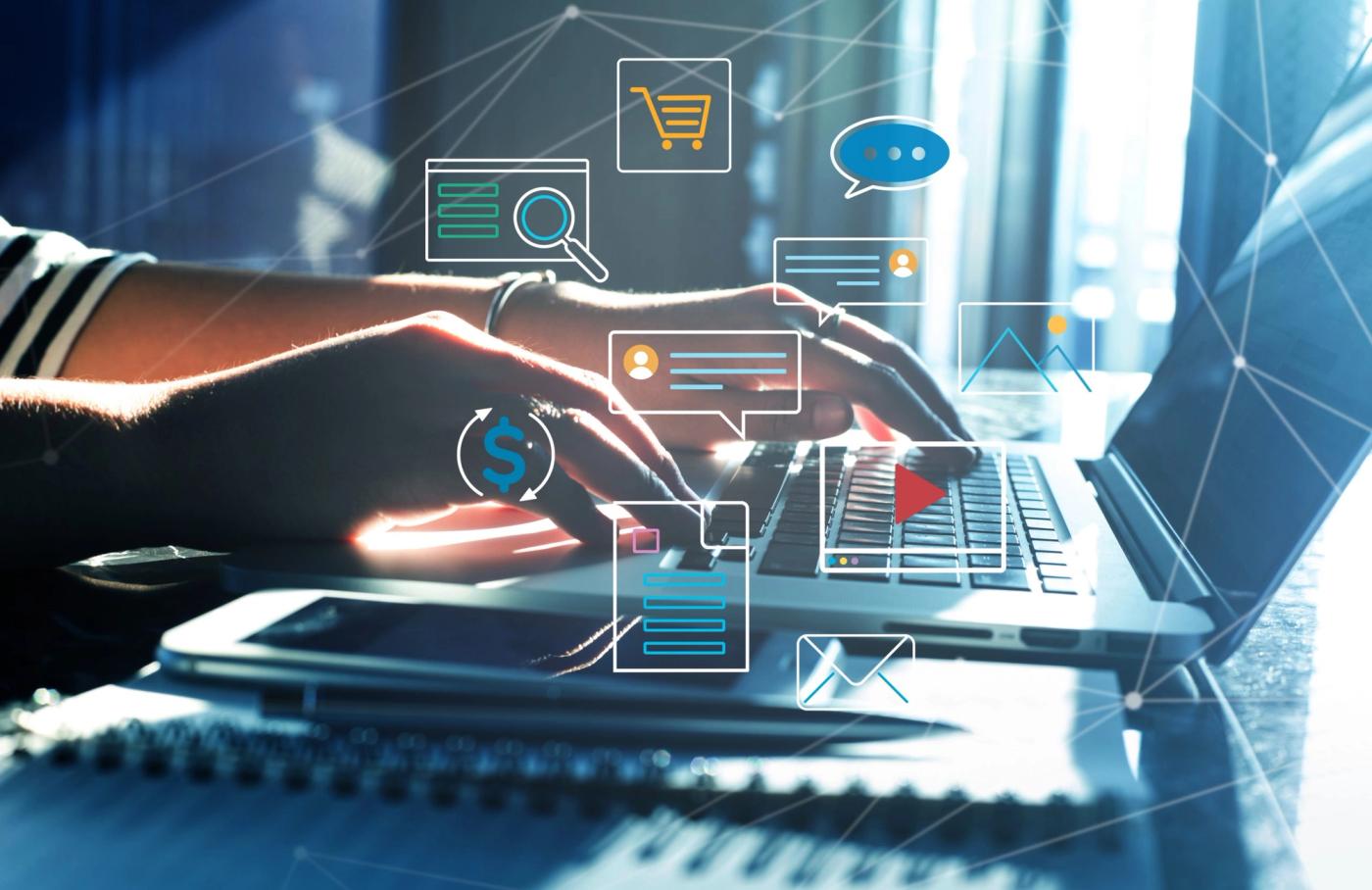 Go digital and online concepts.new trend with social network.disruption of business