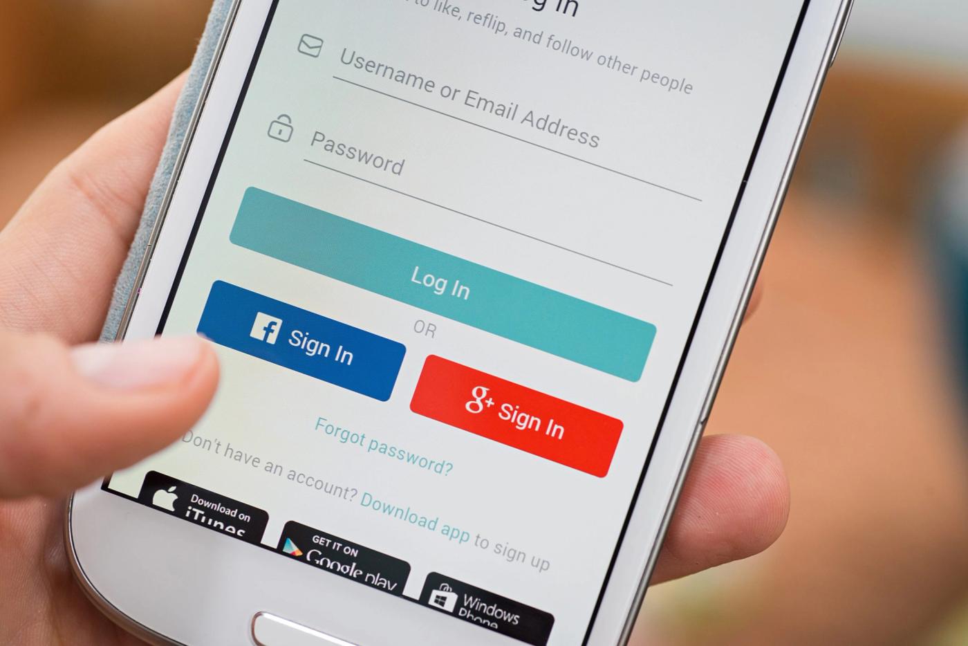 Smart Phone with account registration page
