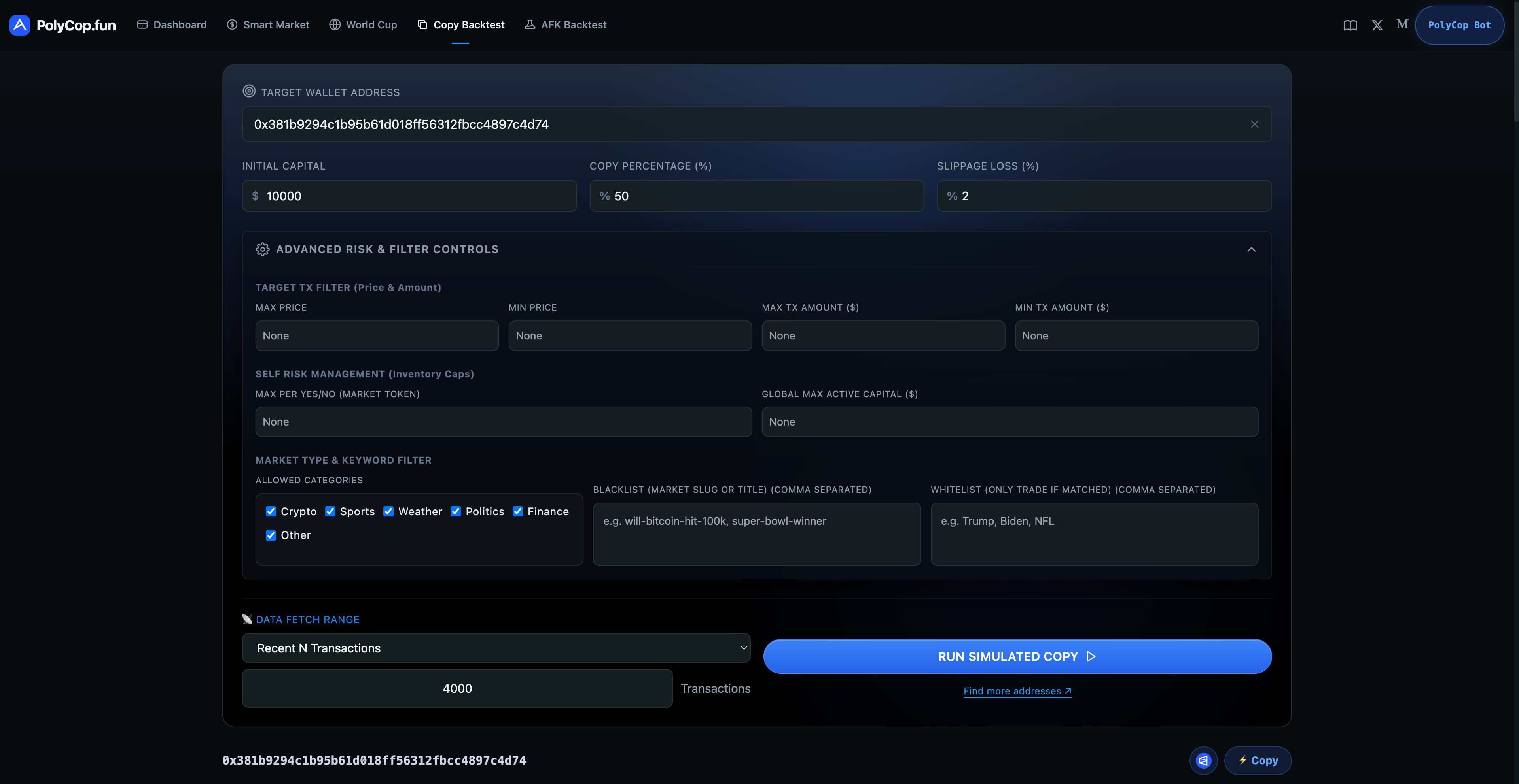 PolyCop Backtest