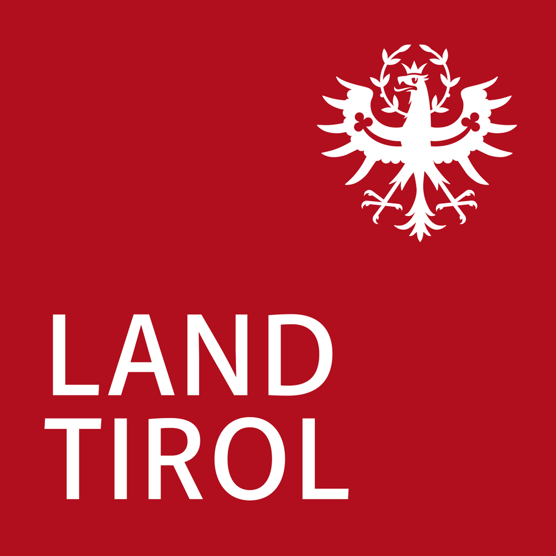 White Tyrolean eagle crest and "LAND TIROL" text on a red background.