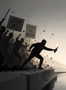 The dichotomy between human violence and AI abundance