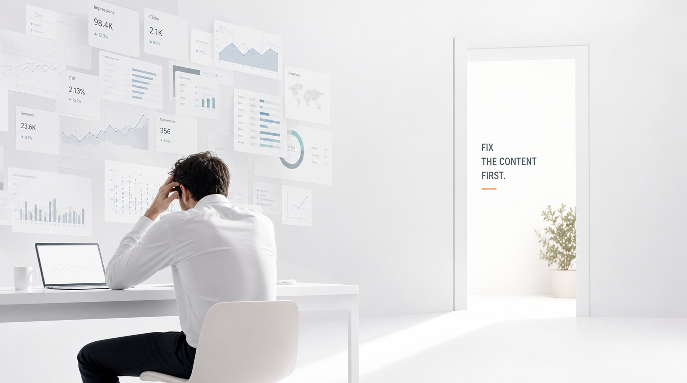 Fix the content of your website first. Track and measure later.