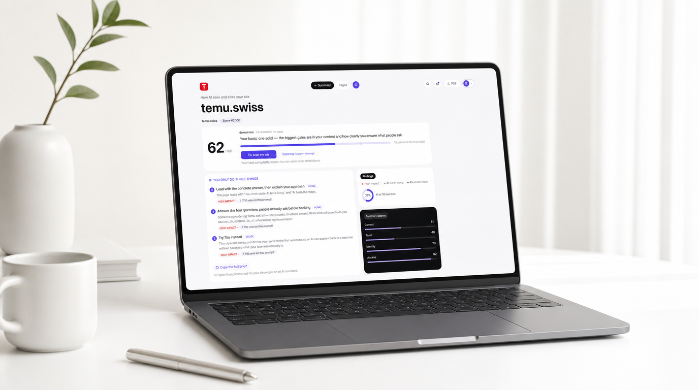 Limen dashboard mock-up in an office