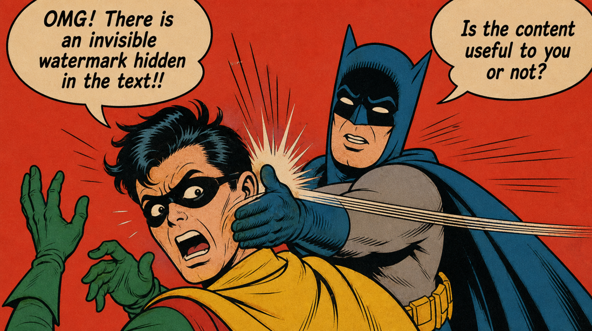The braindead panic around AI-generated watermarks.