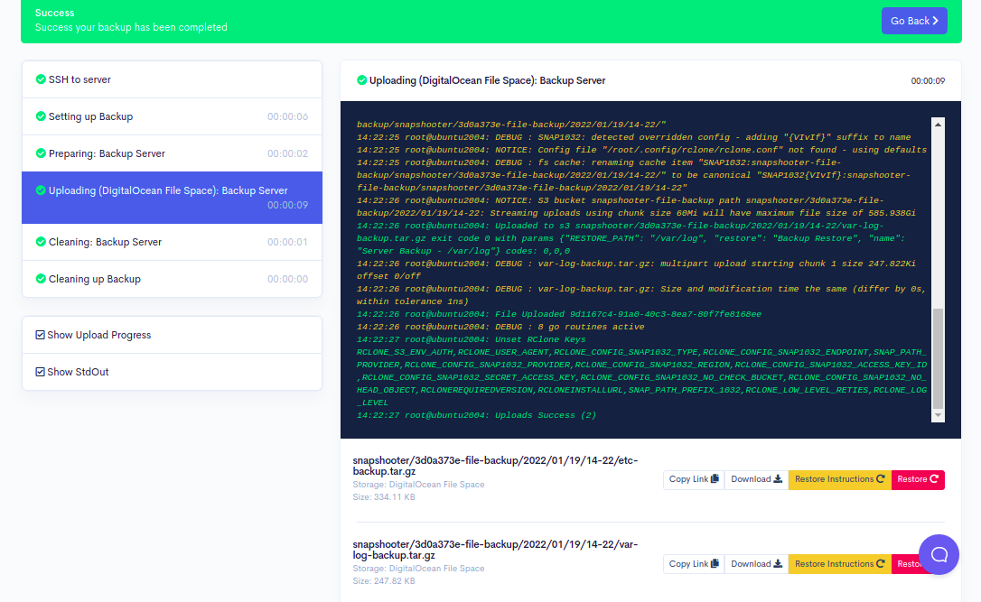 How To Backup File To DigitalOcean Spaces - SnapShooter Tutorials