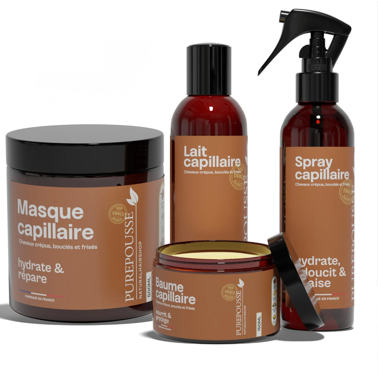 La Gamme Purepousse : masque, lait, spray et baume capillaires