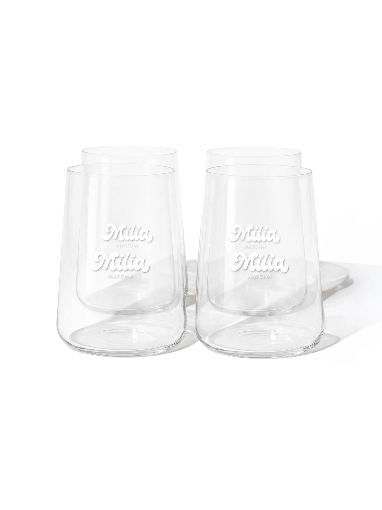 Lot de quatre verres gravés Milia Matcha