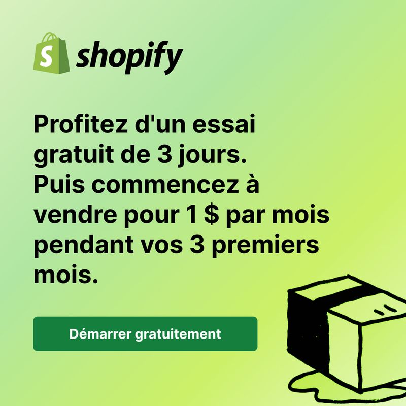 Offre Shopify à 1€ par mois pour les trois premier mois