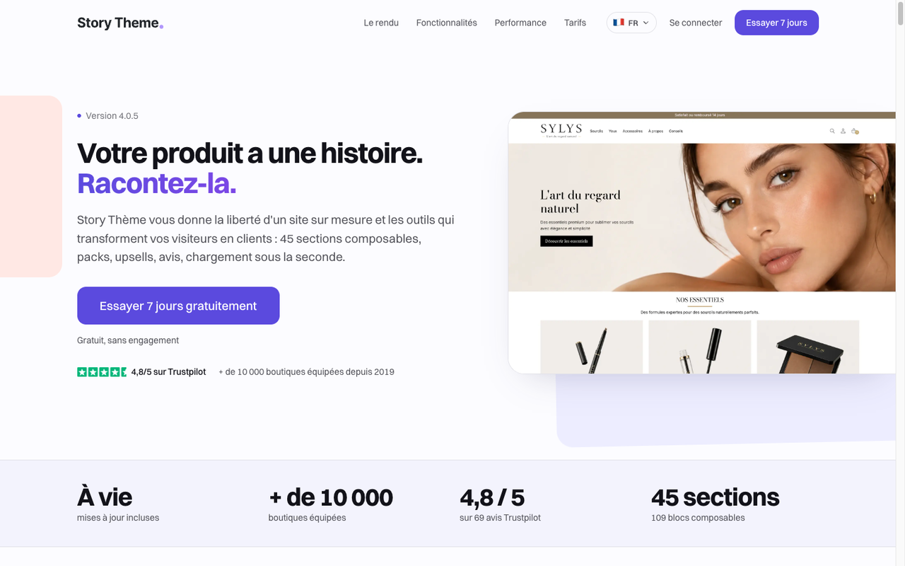Page d’accueil du site Story Thème, version 4.0.5