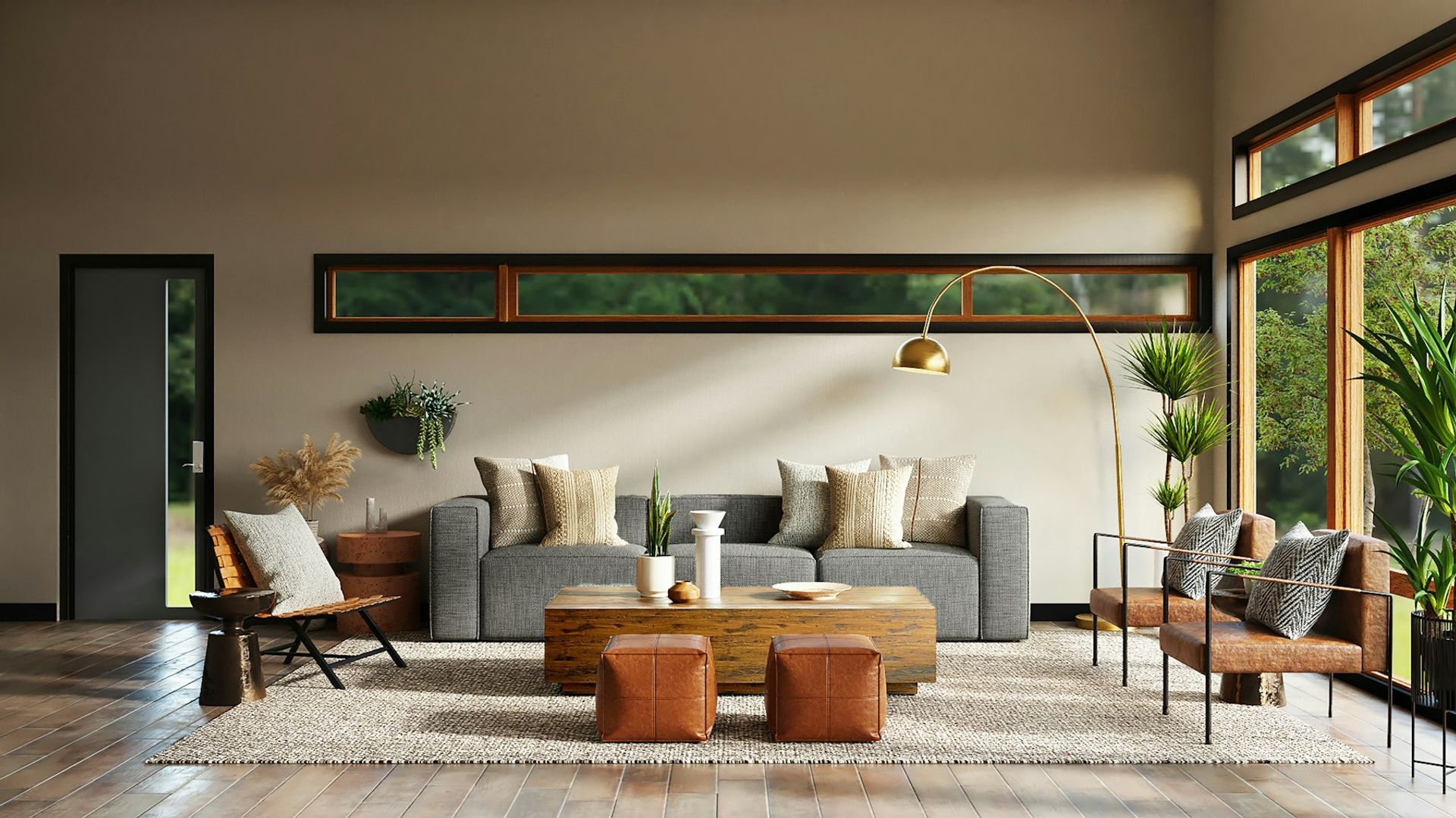 Modern minimalist living room with bespoke furniture