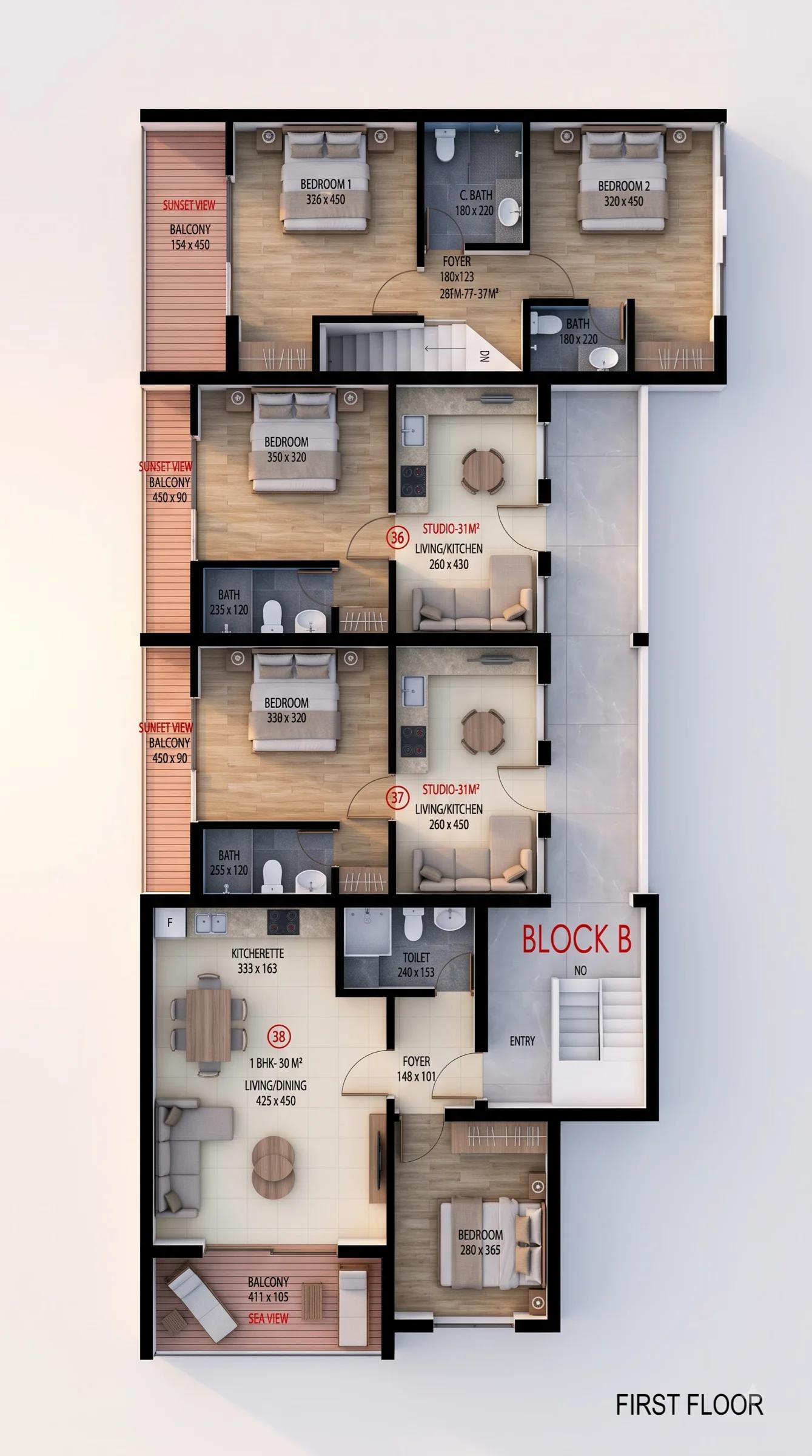 Block B, first floor · 5/5