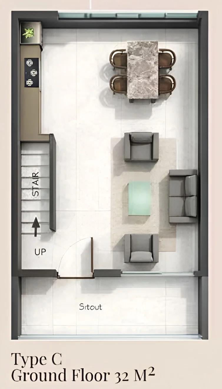Villa Type C, ground floor plan