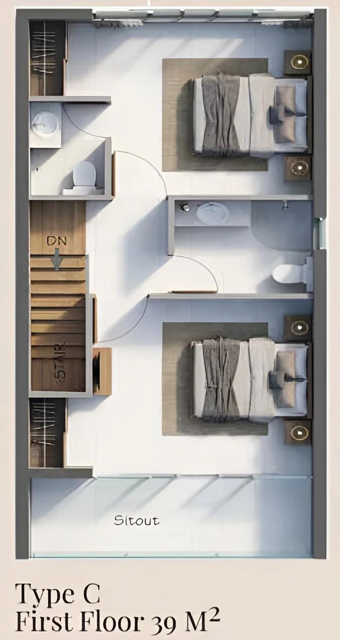 Villa Type C, first floor plan