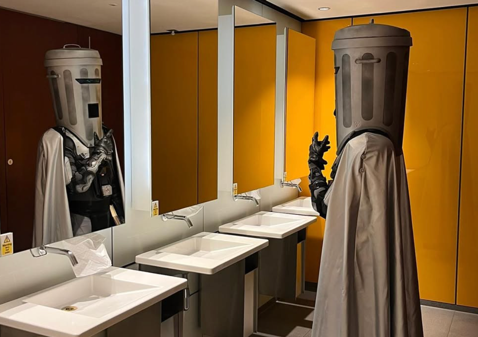 Count Binface in a public toilet