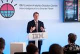 Peter Mandelson, a prominent British politician and former EU Trade Commissioner. He is speaking at the launch event for the IBM London Analytics Solution Centre on December 1, 2009