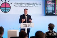 Peter Mandelson, a prominent British politician and former EU Trade Commissioner. He is speaking at the launch event for the IBM London Analytics Solution Centre on December 1, 2009