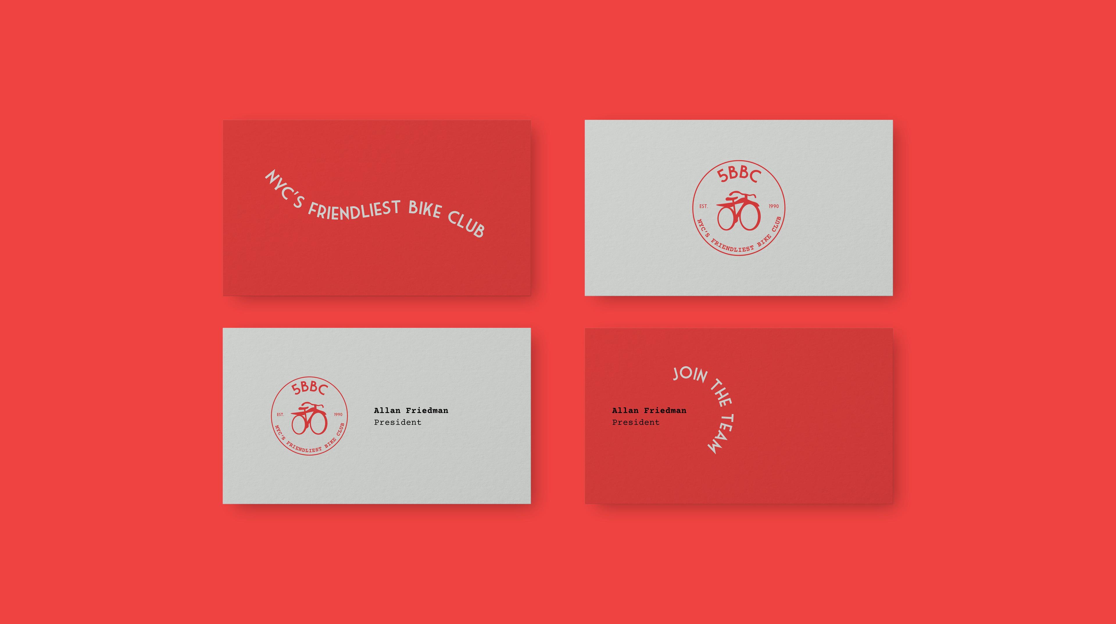 5BBC branding on red and white business cards