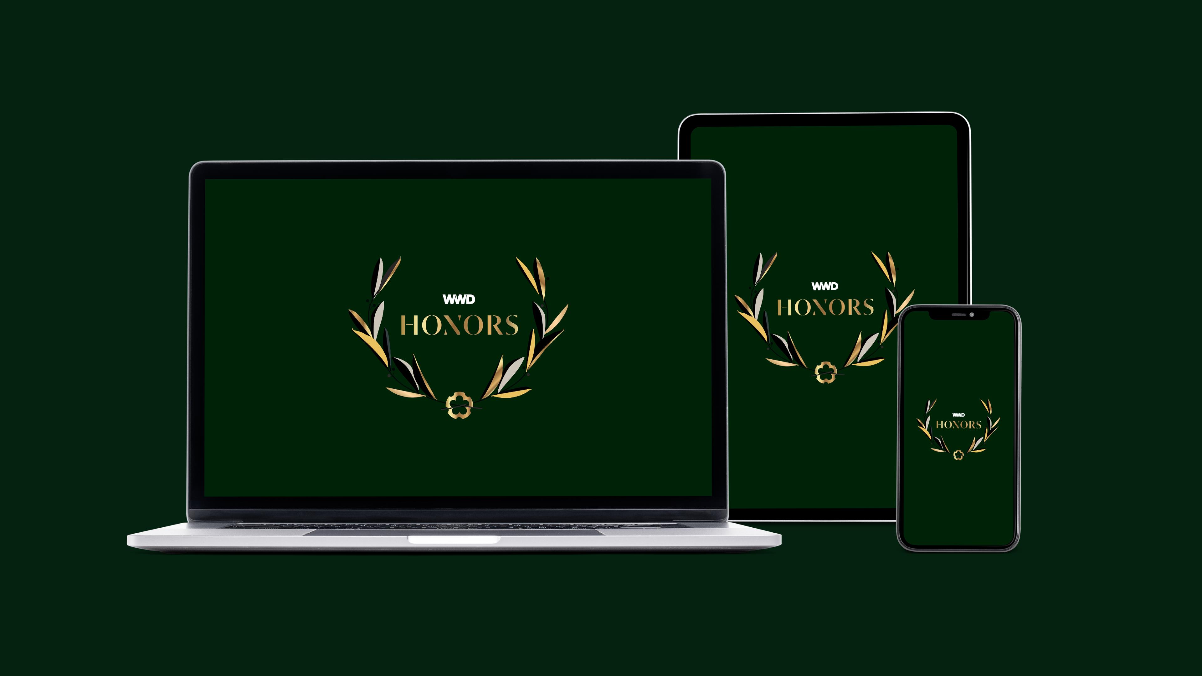 WWD Honors branding on the screens of a laptop, iPad and iPhone