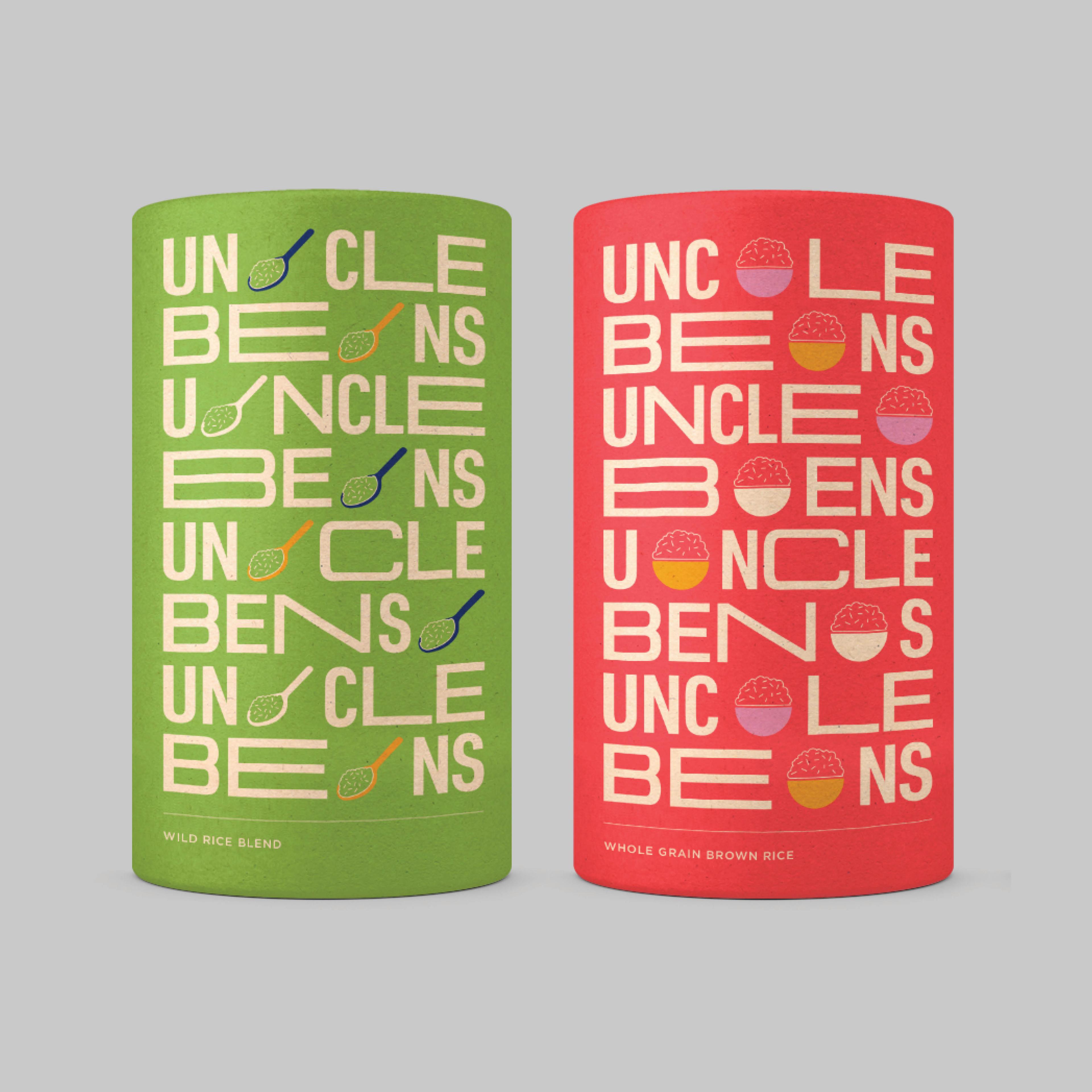 Uncle Ben's rice containers against a grey background