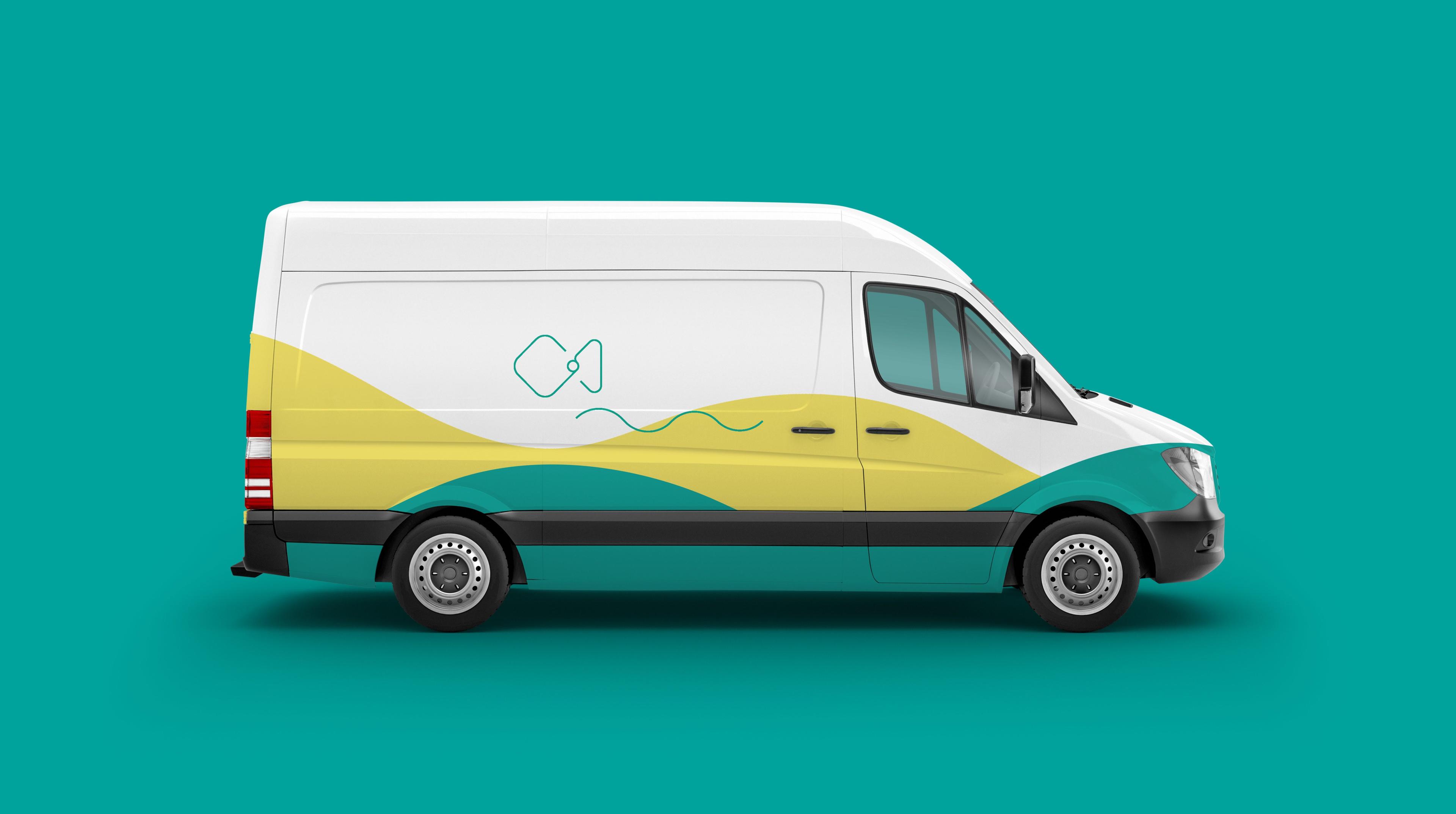 Jalongi logo an color palette on a delivery van