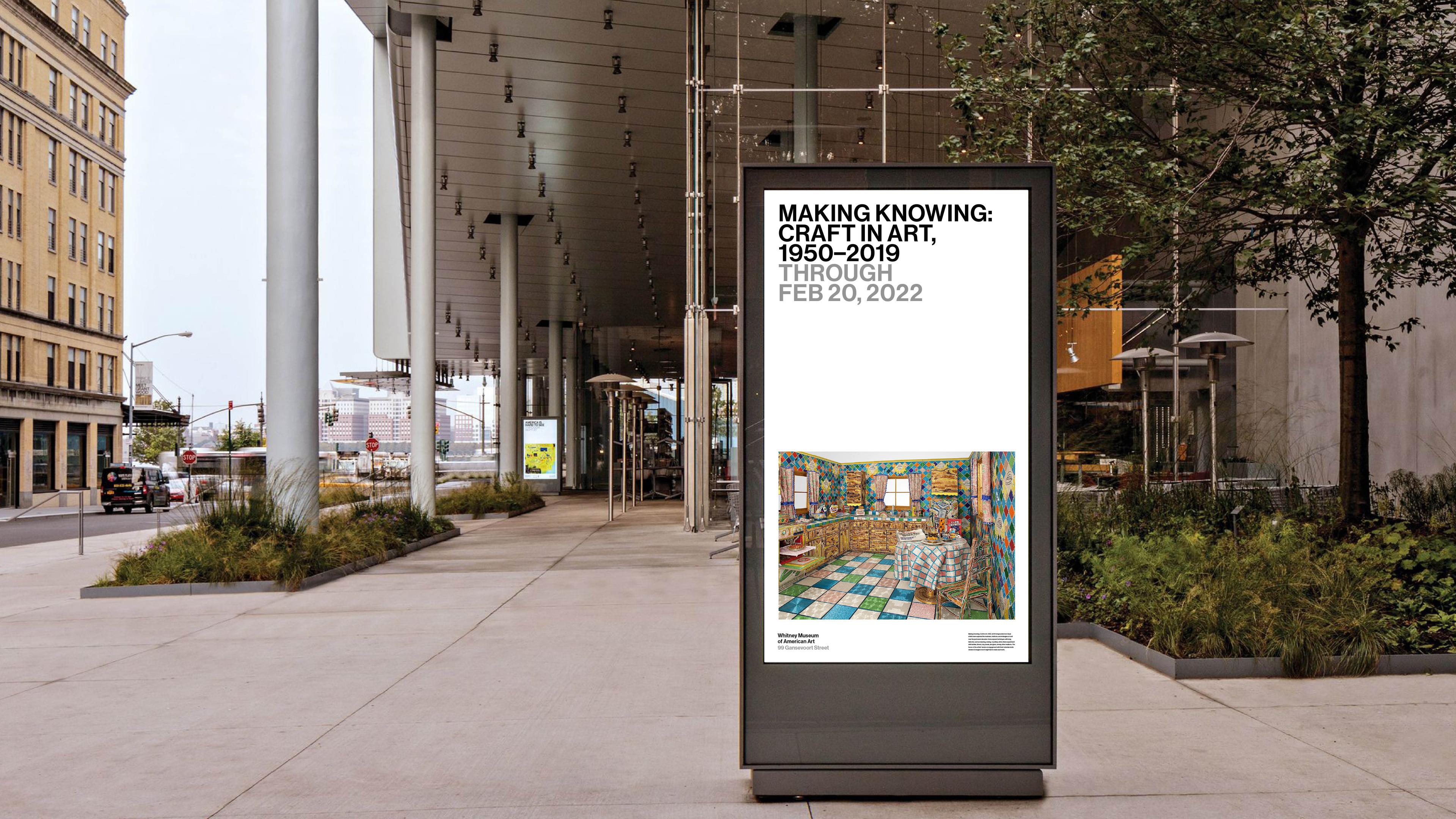 Digital advertisement for Whitney on display outside the museum