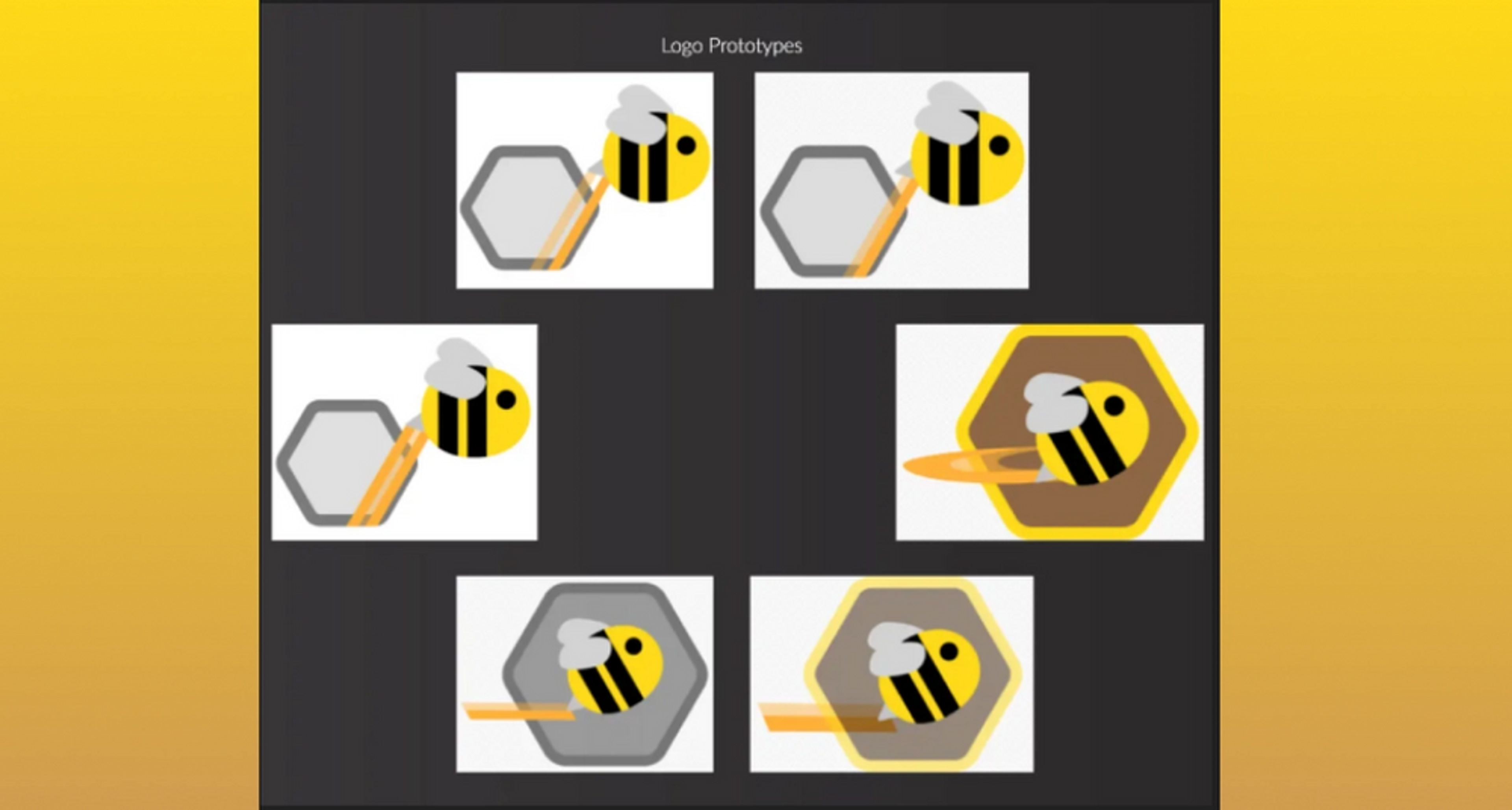 Various different Logos for the Scribee branding all themed around the bee