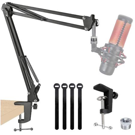 Suporte de microfone QuadCast Boom Arm para braço de tesoura de suspensão ajustável para HyperX QuadCast